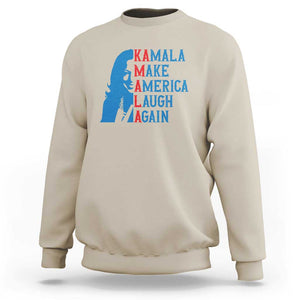 Harris Supporter Sweatshirt Make America Laugh Again Kamala Portrait TS11 Sand Print Your Wear