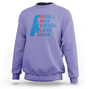 Harris Supporter Sweatshirt Make America Laugh Again Kamala Portrait TS11 Violet Print Your Wear