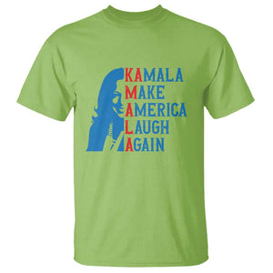 Harris Supporter T Shirt Make America Laugh Again Kamala Portrait TS11 Lime Print Your Wear