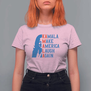 Harris Supporter T Shirt For Women Make America Laugh Again Kamala Portrait TS11 Light Pink Print Your Wear