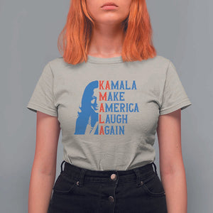 Harris Supporter T Shirt For Women Make America Laugh Again Kamala Portrait TS11 Sand Print Your Wear