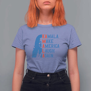 Harris Supporter T Shirt For Women Make America Laugh Again Kamala Portrait TS11 Violet Print Your Wear