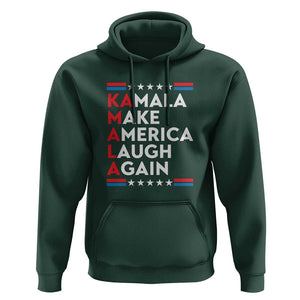 Harris Supporter Hoodie Make America Laugh Again Kamala American Star TS11 Dark Forest Green Print Your Wear