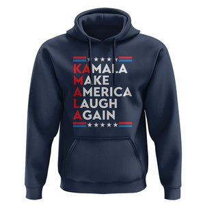 Harris Supporter Hoodie Make America Laugh Again Kamala American Star TS11 Navy Print Your Wear