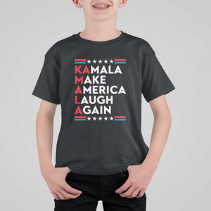 Harris Supporter T Shirt For Kid Make America Laugh Again Kamala American Star TS11 Black Print Your Wear