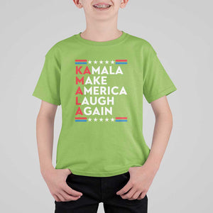 Harris Supporter T Shirt For Kid Make America Laugh Again Kamala American Star TS11 Lime Print Your Wear