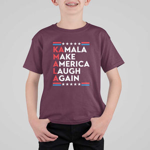 Harris Supporter T Shirt For Kid Make America Laugh Again Kamala American Star TS11 Maroon Print Your Wear