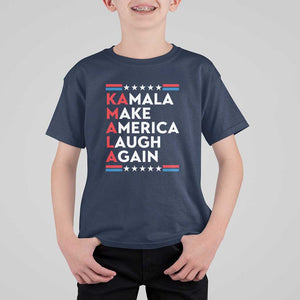 Harris Supporter T Shirt For Kid Make America Laugh Again Kamala American Star TS11 Navy Print Your Wear