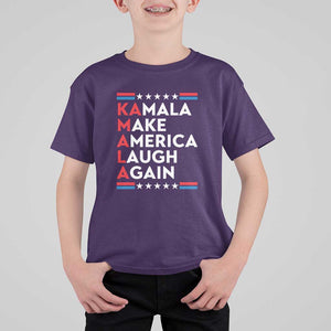 Harris Supporter T Shirt For Kid Make America Laugh Again Kamala American Star TS11 Purple Print Your Wear