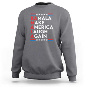 Harris Supporter Sweatshirt Make America Laugh Again Kamala American Star TS11 Charcoal Print Your Wear