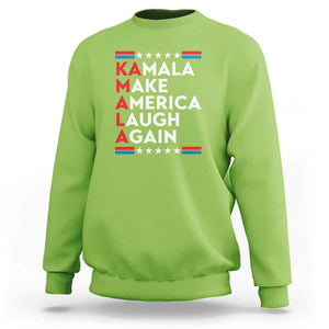 Harris Supporter Sweatshirt Make America Laugh Again Kamala American Star TS11 Lime Print Your Wear