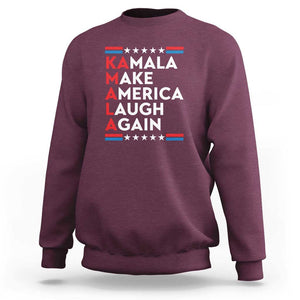 Harris Supporter Sweatshirt Make America Laugh Again Kamala American Star TS11 Maroon Print Your Wear