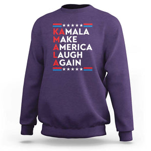 Harris Supporter Sweatshirt Make America Laugh Again Kamala American Star TS11 Purple Print Your Wear