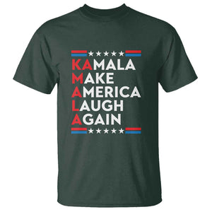 Harris Supporter T Shirt Make America Laugh Again Kamala American Star TS11 Dark Forest Green Print Your Wear