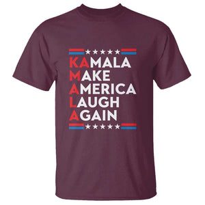 Harris Supporter T Shirt Make America Laugh Again Kamala American Star TS11 Maroon Print Your Wear