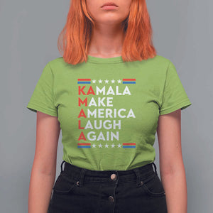 Harris Supporter T Shirt For Women Make America Laugh Again Kamala American Star TS11 Lime Print Your Wear