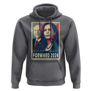 Harris Walz Hoodie Forward 2024 Not Going Back Signature Portraits TS11 Charcoal Print Your Wear