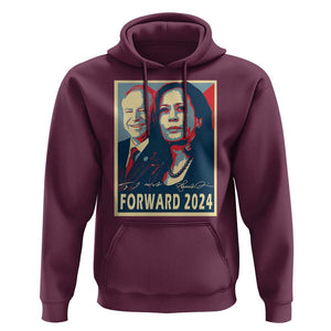 Harris Walz Hoodie Forward 2024 Not Going Back Signature Portraits TS11 Maroon Print Your Wear