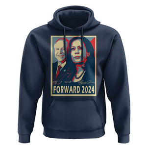 Harris Walz Hoodie Forward 2024 Not Going Back Signature Portraits TS11 Navy Print Your Wear