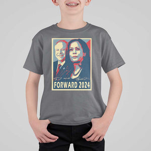 Harris Walz T Shirt For Kid Forward 2024 Not Going Back Signature Portraits TS11 Charcoal Print Your Wear