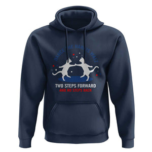 Kamala Walz Supporter Hoodie Dance The Harris Walz Two Steps Forward And No Steps Back Cat TS11 Navy Print Your Wear