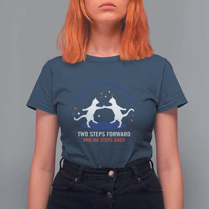 Kamala Walz Supporter T Shirt For Women Dance The Harris Walz Two Steps Forward And No Steps Back Cat TS11 Navy Print Your Wear