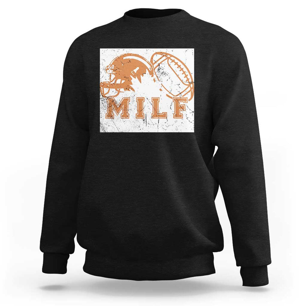 Funny American Football Sweatshirt MILF Man I Love Footbal Maple Leaf Vintage Footbal Helmet TS11 Black Print Your Wear