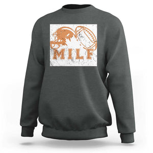 Funny American Football Sweatshirt MILF Man I Love Footbal Maple Leaf Vintage Footbal Helmet TS11 Dark Heather Print Your Wear