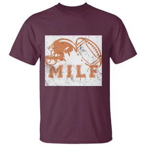 Funny American Football T Shirt MILF Man I Love Footbal Maple Leaf Vintage Footbal Helmet TS11 Maroon Print Your Wear