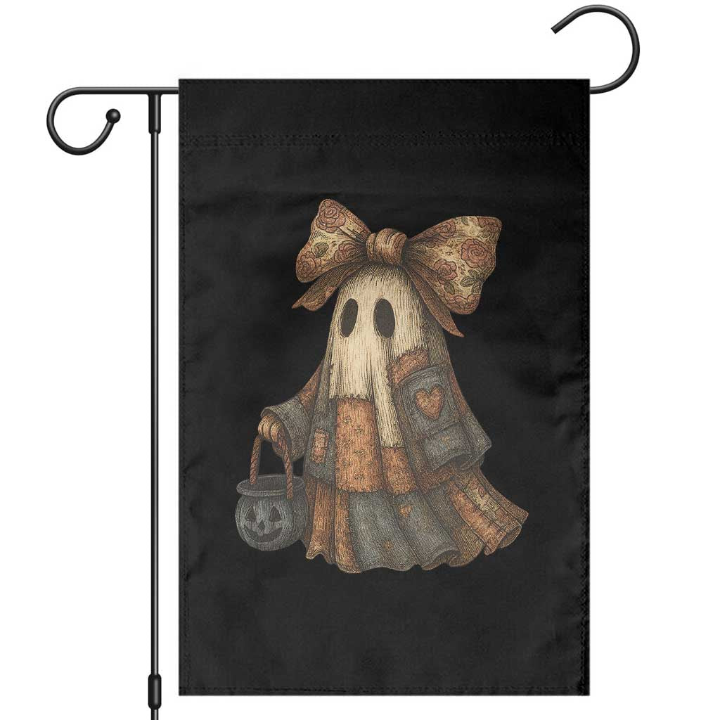 Halloween Vintage Denim Patchwork Spooky Ghost Coquette Garden Flag TS11 Black Print Your Wear