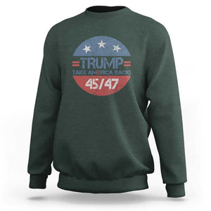 Trump Supporter Sweatshirt Take America Back Vintage American Flag Vote For Trump TS11 Dark Forest Green Print Your Wear