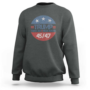 Trump Supporter Sweatshirt Take America Back Vintage American Flag Vote For Trump TS11 Dark Heather Print Your Wear