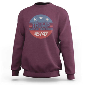 Trump Supporter Sweatshirt Take America Back Vintage American Flag Vote For Trump TS11 Maroon Print Your Wear