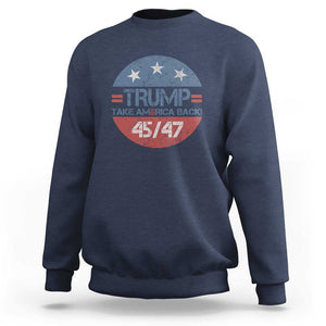 Trump Supporter Sweatshirt Take America Back Vintage American Flag Vote For Trump TS11 Navy Print Your Wear