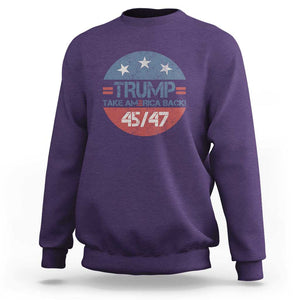 Trump Supporter Sweatshirt Take America Back Vintage American Flag Vote For Trump TS11 Purple Print Your Wear