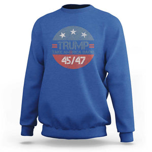 Trump Supporter Sweatshirt Take America Back Vintage American Flag Vote For Trump TS11 Royal Blue Print Your Wear