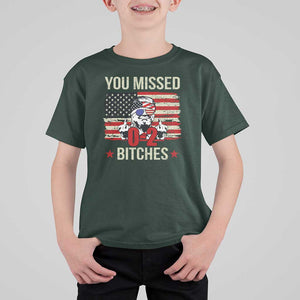 Trump Support T Shirt For Kid You Missed Bitches 0 2 Score American Flag Sunglasses TS11 Dark Forest Green Print Your Wear