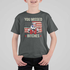 Trump Support T Shirt For Kid You Missed Bitches 0 2 Score American Flag Sunglasses TS11 Dark Heather Print Your Wear