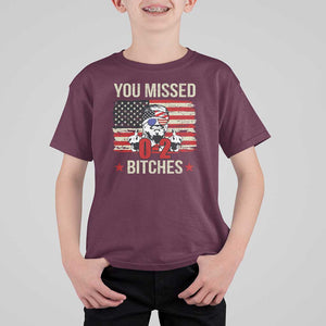 Trump Support T Shirt For Kid You Missed Bitches 0 2 Score American Flag Sunglasses TS11 Maroon Print Your Wear