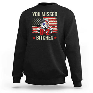 Trump Support Sweatshirt You Missed Bitches 0 2 Score American Flag Sunglasses TS11 Black Print Your Wear