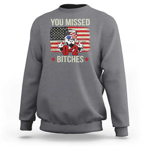 Trump Support Sweatshirt You Missed Bitches 0 2 Score American Flag Sunglasses TS11 Charcoal Print Your Wear