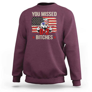 Trump Support Sweatshirt You Missed Bitches 0 2 Score American Flag Sunglasses TS11 Maroon Print Your Wear