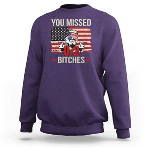 Trump Support Sweatshirt You Missed Bitches 0 2 Score American Flag Sunglasses TS11 Purple Print Your Wear