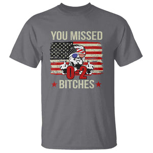 Trump Support T Shirt You Missed Bitches 0 2 Score American Flag Sunglasses TS11 Charcoal Print Your Wear