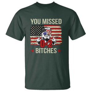 Trump Support T Shirt You Missed Bitches 0 2 Score American Flag Sunglasses TS11 Dark Forest Green Print Your Wear