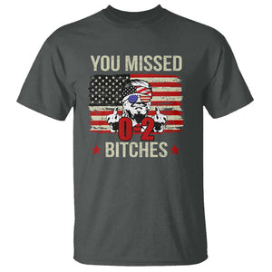 Trump Support T Shirt You Missed Bitches 0 2 Score American Flag Sunglasses TS11 Dark Heather Print Your Wear