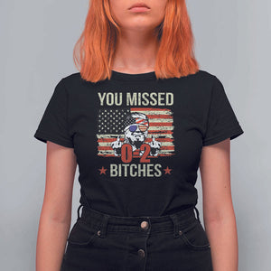 Trump Support T Shirt For Women You Missed Bitches 0 2 Score American Flag Sunglasses TS11 Black Print Your Wear