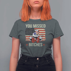 Trump Support T Shirt For Women You Missed Bitches 0 2 Score American Flag Sunglasses TS11 Dark Heather Print Your Wear