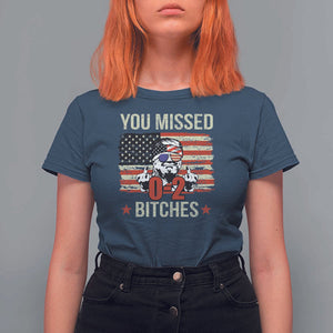 Trump Support T Shirt For Women You Missed Bitches 0 2 Score American Flag Sunglasses TS11 Navy Print Your Wear