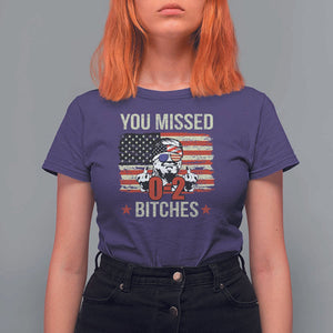 Trump Support T Shirt For Women You Missed Bitches 0 2 Score American Flag Sunglasses TS11 Purple Print Your Wear